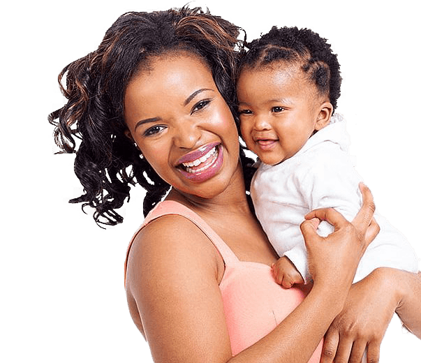 A parent holding her child